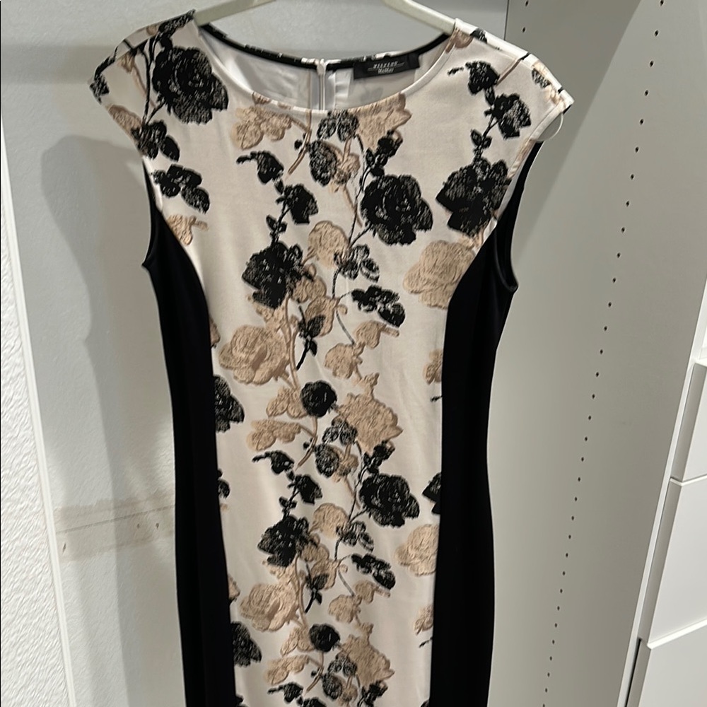 MaxMara Black and White Sheath Midi Dress